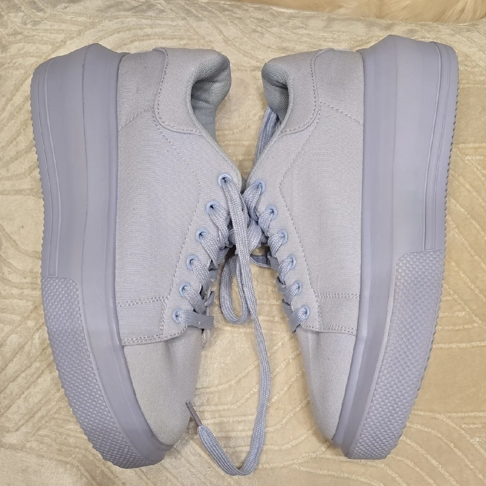 ASOS Light Blue Platform Sneakers Classic Low-Top Design - Picture 11 of 12
